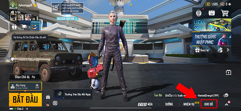 Chỉnh sửa kho đồ trong PUBG